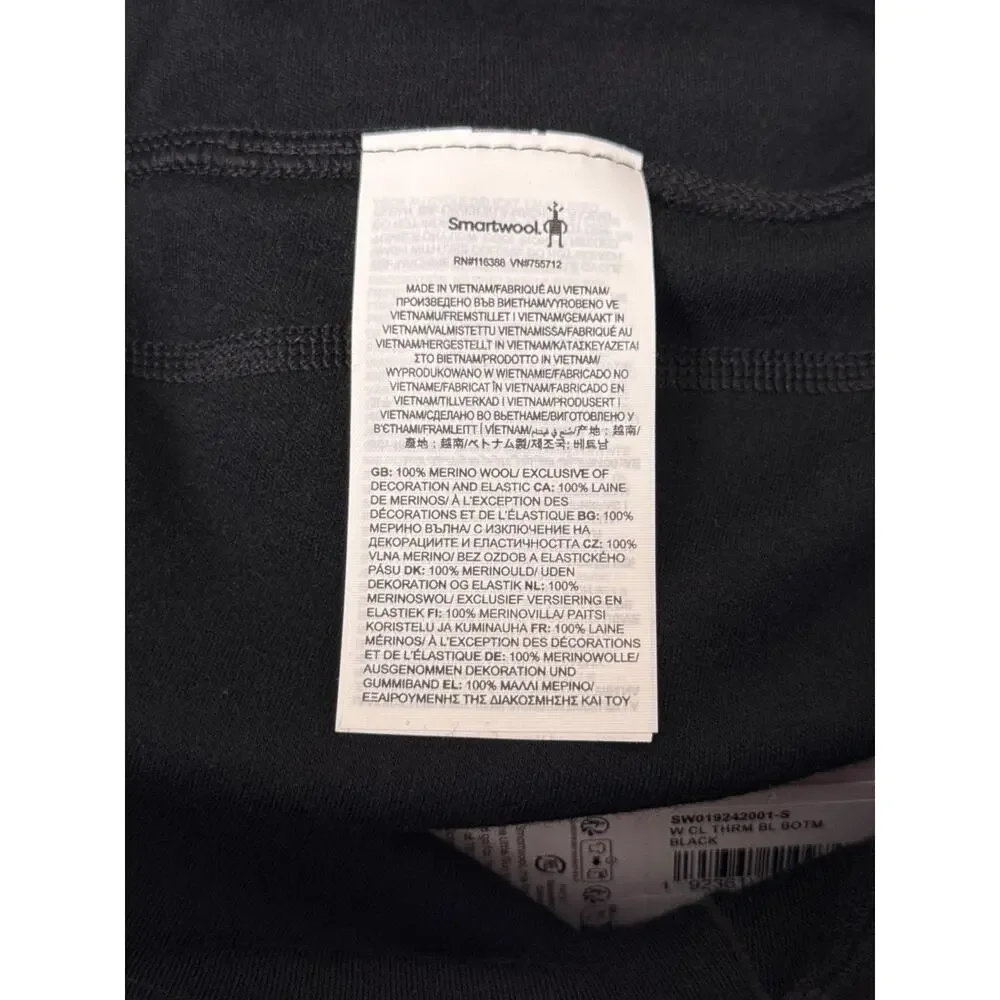New SmartWool Base Layer Small Womens Black Merino Wool Thermal Bottom Pants